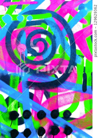Vibrant Graffiti Spiral in Neon Pink, Green, Blue for Y2K Street Art Vibrant Graffiti Spiral in Neon Pink, Green, Blue for Y2K Street Art 129629362