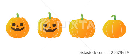 Halloween pumpkin vector illustration set Cute autumn illustration material Halloween pumpkin vector illustration set Cute autumn illustration material 129629619