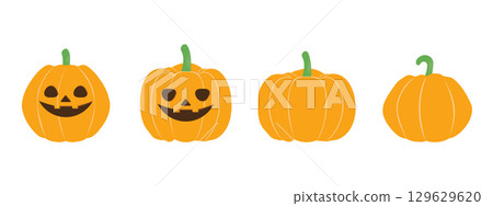 Halloween pumpkin vector illustration set Cute autumn illustration material 129629620