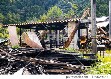 Residential fire scene 129629655