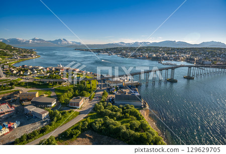 Bridge of city Tromso, Norway 129629705
