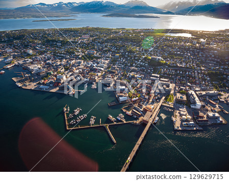 Bridge of city Tromso, Norway 129629715