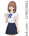 學校女孩揮手 129629881