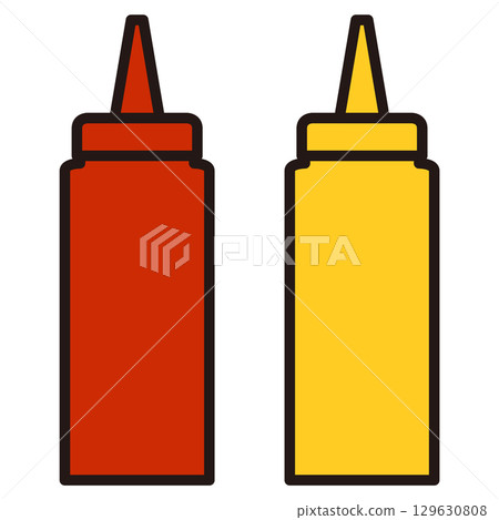 Ketchup and mustard bottle illustration Ketchup and mustard bottle illustration 129630808