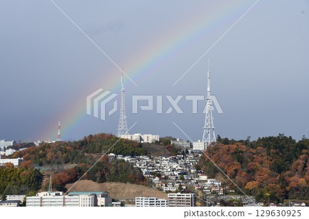 Rainbow over the radio tower Rainbow over the radio tower 129630925