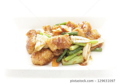 中式炒魷魚蒜苗 129631097