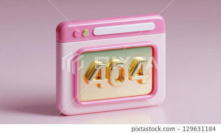 Error 404 page not found and website connection cash concept, 3D illustration of a 404 error webpage in a pink browser window. Error 404 page not found and website connection cash concept, 3D illustration of a 404 error webpage in a pink browser window. 129631184