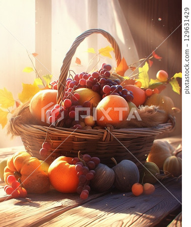 Lots of fruits in a basket 129631429