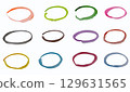Set Hand drawn watercolor oval design elements isolated on white background. Set of colorful watercolor circles. 129631565