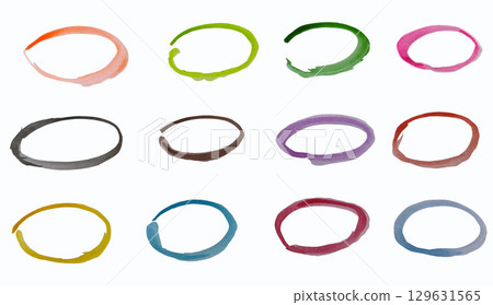 Set Hand drawn watercolor oval design elements isolated on white background. Set of colorful watercolor circles. Set Hand drawn watercolor oval design elements isolated on white background. Set of colorful watercolor circles. 129631565