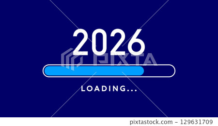 2026 progress bar, blue New Year loading countdown poster 129631709