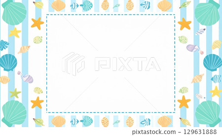 點亮夏日的海洋主題框架 129631888