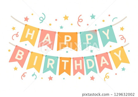 Cute birthday garland illustration 129632002