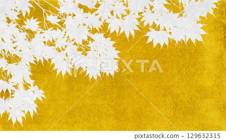 Japanese-style silhouette art featuring realistic maple trees painted in gold leaf Japanese-style silhouette art featuring realistic maple trees painted in gold leaf 129632315