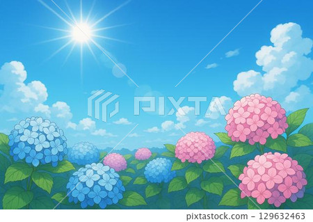 Hydrangea blue sky 129632463