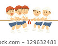 運動會上，男孩們參加拔河比賽 129632481
