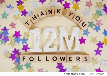 Thank You 120000000, 12M Followers congratulation and celebration social media subscribers and followers 129632504