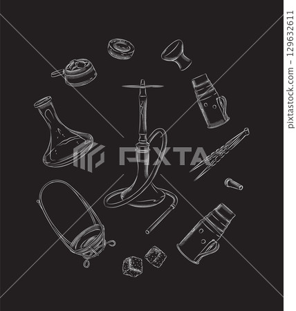 Hookah and accessories collection black 129632611