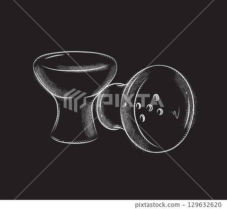 Hookah clay bowl pair in graphic style black 129632620