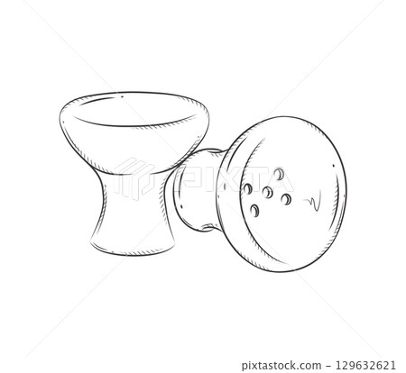 Hookah clay bowl pair in graphic style 129632621