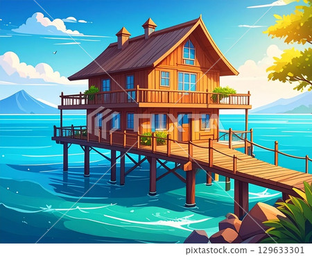 漂浮在海中的房子 129633301