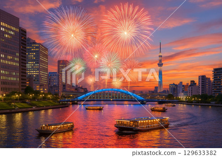 Sumida River Fireworks Festival Tokyo Skytree 129633382