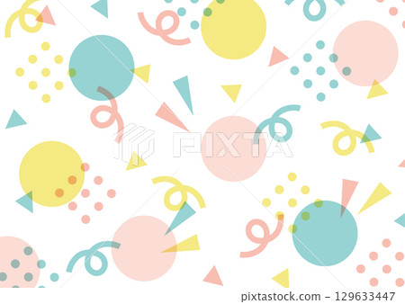 Square, triangle, circle, swirly pop pattern, pastel colors 129633447