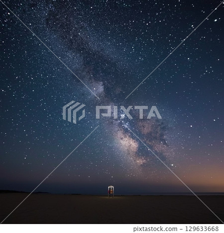 Looking up at the Milky Way along the coast 129633668