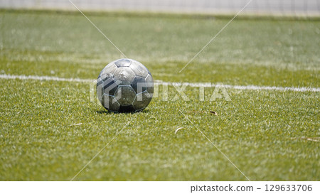 Soccer ball on lawn 129633706
