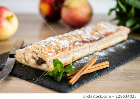 Homemade apple strudel 129634023