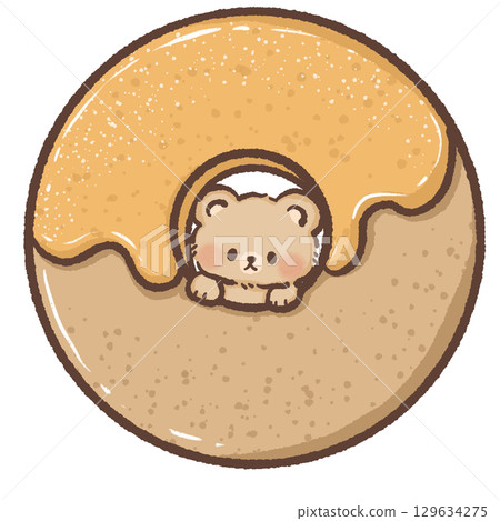 Cute kawaii bear peeking from hole in glazed donut adorable chibi bear dessert illustration perfect for bakery cafe sweet treat food clipart kids decor and playful cartoon digital design art projects Cute kawaii bear peeking from hole in glazed donut adorable chibi bear dessert illustration perfect for bakery cafe sweet treat food clipart kids decor and playful cartoon digital design art projects 129634275