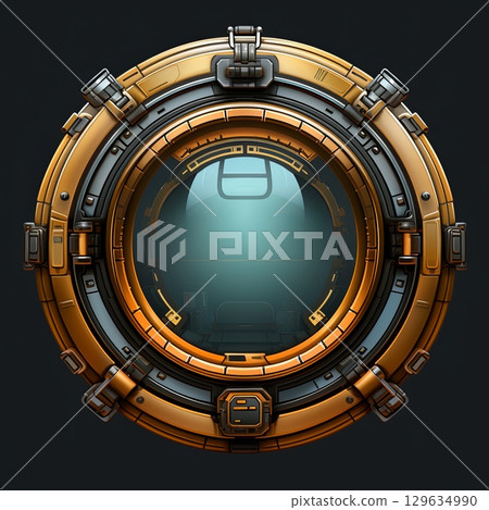 Futuristic Spacecraft Porthole View of Alien Landscape for Sci-Fi Projects 129634990