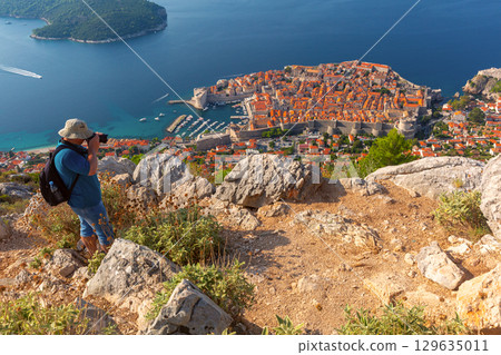 Photographer Above Old Town Dubrovnik, Croatia 129635011