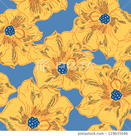 vintage seamless pattern with flowers vintage seamless pattern with flowers 129635046