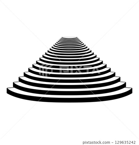 Silhouette of Perspective Staircase Vector Illustration. A staircase drawn in strong perspective, with wide steps in the foreground gradually narrowing toward the horizon. Silhouette of Perspective Staircase Vector Illustration. A staircase drawn in strong perspective, with wide steps in the foreground gradually narrowing toward the horizon. 129635242