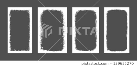 Brush frame border paper background. Frame edge paint effect poster retro photo border abstract 129635270