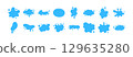 Water splash drop vector liquid puddle fluid shape cartoon icon set. Blue splash element tear blob 129635280