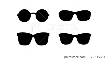 Vector sun glasses shape black ocular round cartoon illustration icon. Black eyeglass flat design Vector sun glasses shape black ocular round cartoon illustration icon. Black eyeglass flat design 129635331