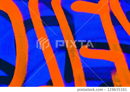 Vibrant Abstract Spray Paint Lines in Bold Orange and Blue 90s Graffiti Style Vibrant Abstract Spray Paint Lines in Bold Orange and Blue 90s Graffiti Style 129635381