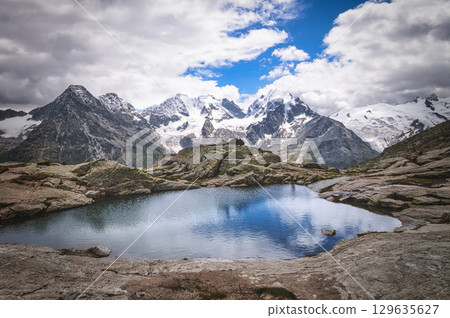 Small lake at high altitude on the Alps Small lake at high altitude on the Alps 129635627