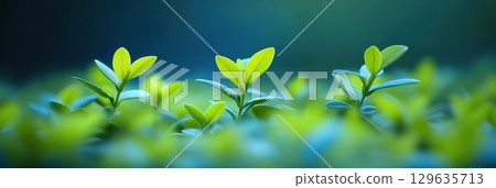 Fresh green leaves emerge in early spring sunlight, showcasing nature's vibrant renewal 129635713