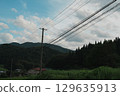Rural landscape with electric wires 129635913