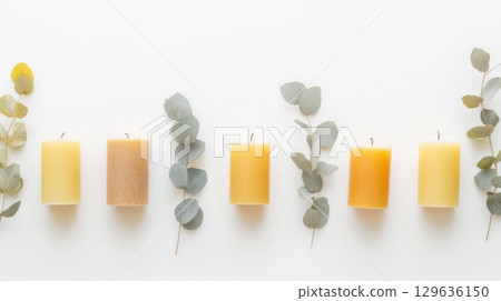 Earth-toned candle set isolated on white background, perfect for wellness brands, home decor mockups, and natural product presentations. Earth-toned candle set isolated on white background, perfect for wellness brands, home decor mockups, and natural product presentations. 129636150