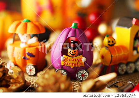 A lively Halloween party image with ghosts 129636774