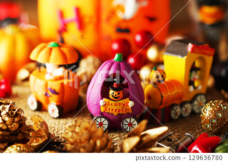 A lively Halloween party image with ghosts A lively Halloween party image with ghosts 129636780