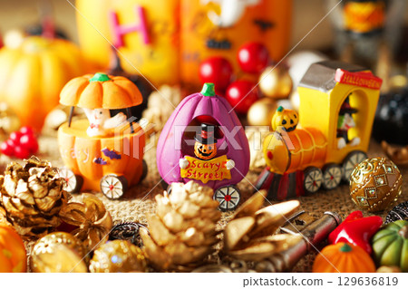 A lively Halloween party image with ghosts 129636819