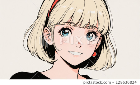 短髮女人溫柔微笑 129636824