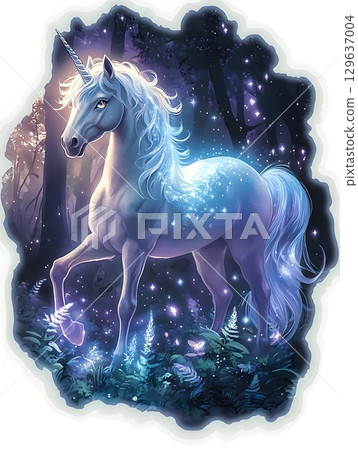a_unicorn_with_a_shimmering_silver_mane 129637004