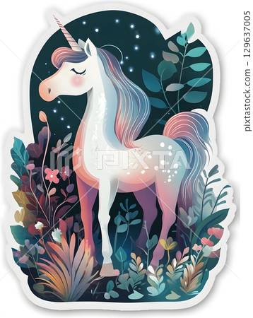 a_unicorn_with_a_shimmering_silver_mane 129637005