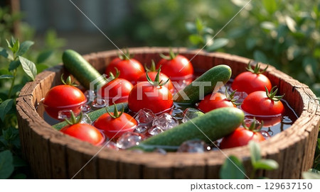 Chilled tomatoes and cucumbers Chilled tomatoes and cucumbers 129637150